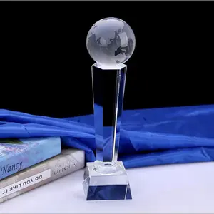 Individueller K9 einfarbiger hoher Kristall-Trophä Souvenirgeschenk Großhandel Golf Kristallkugel Glaskugeln Trophäie Auszeichnungen