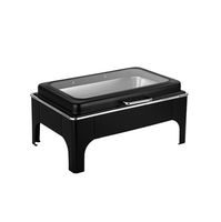 Langlebiges 9L Rechteckiges Glas & Edelstahl Luxus-Chafing Dish Buffet-Set mit Gasheizung für Hotel- und Restaurantnutzung