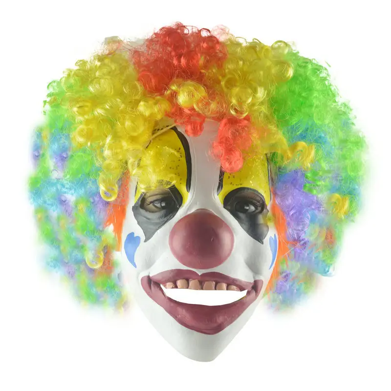 Clown Latex Masker Halloween Horror Cosplay Kostuum Rekwisieten Cosplay Kostuums Vreselijk Gezicht Met Regenboog Afro Pruik