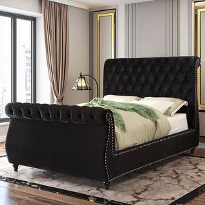 Focus Furniture Hot <strong>Sale</strong> <strong>Sleigh</strong> <strong>Bed</strong> Luxury Furniture King Size Chesterfield Blue Velvet <strong>Bed</strong> <strong>for</strong> Hotel Bedroom - Product Image 3