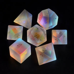 Conjunto de Dados de Vidro Artesanais de 7PCS, Dados Poliedricos D4 D6 D8 D10 D% D12 D20 RPG DND, Dados de Vidro Prismático Arco-Íris - Product Image 1