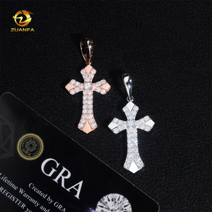 Liontin Salib Ukuran Kecil Harga Terjangkau Perak <span class=keywords><strong>Sterling</strong></span> 925 Bertabur Kristal Kalung Rantai Hip Hop Perhiasan Berkualitas - Product Image 3