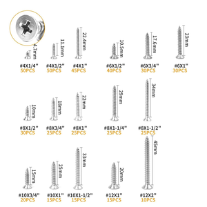 OEM Edelstahl Holz schrauben Set #4 #6 #8 #10 #12 Phillips Flach kopf Blechs ch raube Selbst schneidende Schrauben Sortiment <span class=keywords><strong>Kit</strong></span> - Product Image 2