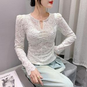 Otoño New Lace Scheming Hollow Out Bottoming Slim Fit Side Plisado Diseño Super - Product Image 1