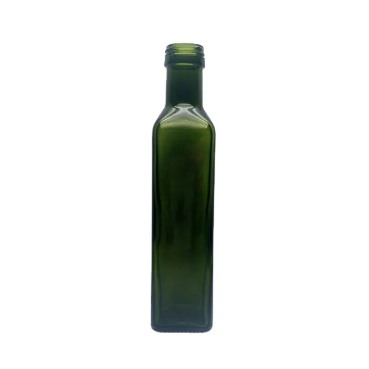 Хорошее качество 250 мл 25CL квадратная темно-зеленая пищевая стеклянная бутылка для оливкового масла с крышкой