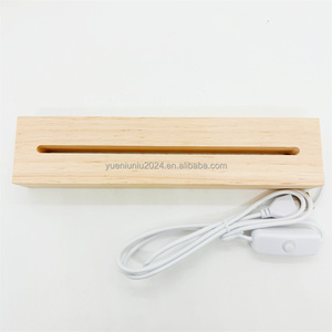 Cáp USB LED Beech Đèn Đêm Hình Chữ Nhật Đứng Cơ Sở 3D Cơ Sở Bằng Gỗ Với Ánh Sáng Trắng Ấm Cho Acrylic Plug-Trong Cung Cấp Điện - Product Image 3