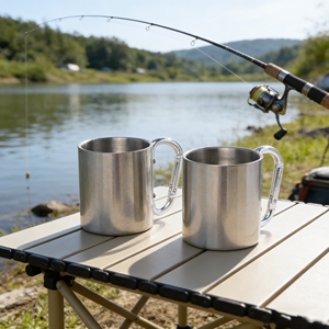 Tasse de camping en acier inoxydable de haute qualité <span class=keywords><strong>avec</strong></span> mousqueton, tasse à café de voyage à double paroi en acier inoxydable <span class=keywords><strong>avec</strong></span> poignée 200 ml 300 ml - Product Image 6