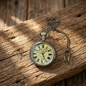 Montre de poche en laiton gravée à la main – Style vintage steampunk nautique - Product Image 5
