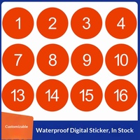 Stiker Nomor Digital Bulat PVC Tahan Air Perekat Sendiri Cetak Warna Label Nomor Seri Kompetisi Meja Restoran