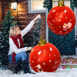 PVC <b>Inflatable</b> Modern <b>Christmas</b> Ball 23.6-inch Snowman Santa Pattern Eco-friendly for Yard Garden Holiday Decor-Winter New Year - Product Image 4