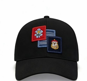 Custom Patch Embroidered Baseball Cap Cotton Dad Hat with Removable <b>Flower</b> and <b>Bear</b> Patches Adjustable Casual Trucker Hat - Product Image 3