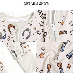 Combinaison bébé en fibre de bambou 95% et élasthanne 5% avec fermeture éclair, coutures lisses, motifs mignons, vêtements pour tout-petits - Product Image 2