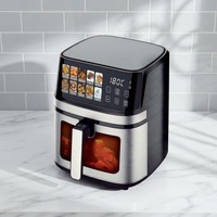 Friteuse à air numérique tactile 8L 1700W 360 en gros °   Cuisinière domestique OEM à circulation rapide d'air chaud avec panier amovible