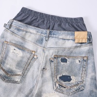 Pantalon droit décontracté en denim texturé à double taille style Côte Ouest Printemps-Été