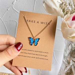 Nouveau collier papillon tendance multicolore en promotion, chaîne fine, pendentif coloré pour femme, bijoux - Product Image 2