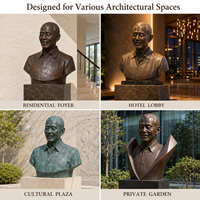 Buste de portrait personnalisé en bronze, sculpture artisanale en métal, taille réelle, finition antique, fait main, durable, décoration pour la maison, le musée ou le centre.