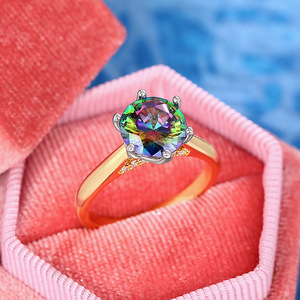Anello nuziale Rainbow Six Prong per donna, elegante gioiello da dito alla moda per matrimonio - Product Image 1