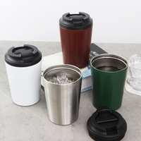 Mug Kopi Terisolasi Baja Tahan Karat 304, Tumbler Kopi Baja Tahan Karat dengan Tutup, Cangkir Perjalanan Portabel 12oz untuk Kantor dan Mobil