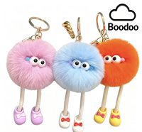 Gantungan Kunci Boneka Kartun Lucu dengan Isian Kapas PP Desain Rajutan Pom Pom Lembut untuk Menghilangkan Stres