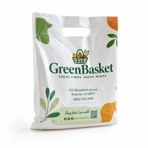 Sac en plastique découpé sur mesure en HDPE/LDPE avec poignée, recyclable, pour vêtements, avec logo - Product Image 6