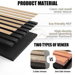 แผงไม้อะคูสติกพร้อมแผ่นรองรับขนสัตว์เลี้ยงดีไซน์ภายในภายใน - Product Image 2