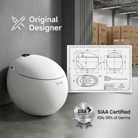 WC intelligent électrique en forme d'œuf, autonettoyant, avec télécommande, bidet intelligent, à poser au sol, siphon en S inclus, siège chauffant