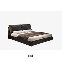 Lit en cuir minimaliste italien, nouveau lit double moderne et minimaliste, mobilier de chambre principale