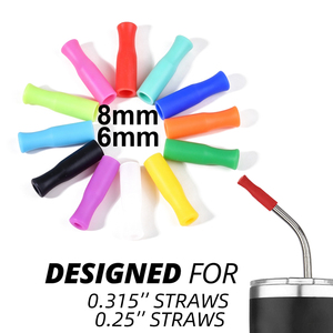 Embouts en silicone souples pour pailles réutilisables en verre ou en acier inoxydable de 6 mm et 8 mm – Vente en gros - Product Image 1