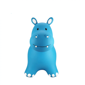 Vente en gros de trémie gonflable pour animaux de la ferme, jouet gonflable plein d'entrain pour enfants, hippopotame bleu - Product Image 3