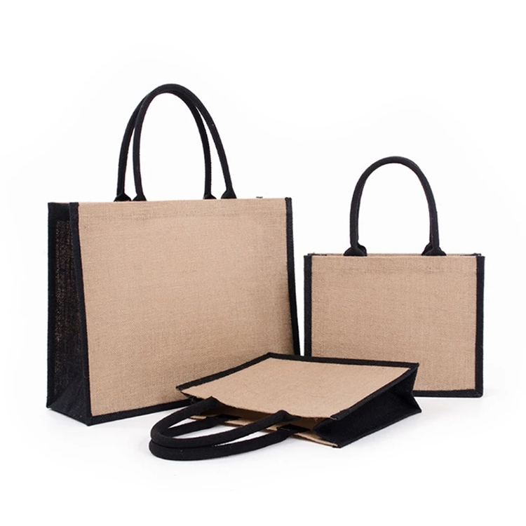 Natural burlap custom logo color eco friendly grocery tote bags reusable sac en jute shopping bag