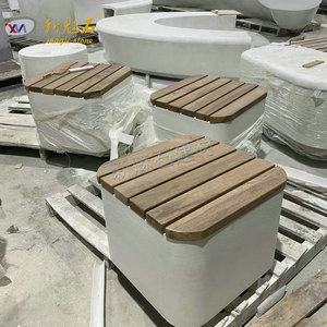 ม้านั่งหินอ่อน GRC สำหรับกลางแจ้ง สีขาว แบบกลวง ทนทานต่อการกัดกร่อน ปรับแต่งได้ เฟอร์นิเจอร์สำหรับลานบ้าน - Product Image 2