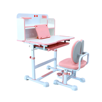 Ensemble bureau et chaise réglables pour enfants, bureau scolaire avec plateau inclinable, tiroir, étagère