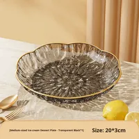 Plateau à fruits de qualité supérieure, bord doré, motif floral glacé, plastique transparent, modèle 2, salon, plateau haut