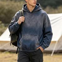 Sweat à capuche épais en molleton bouclette français, délavé à l'acide, vintage, rose délavé par le soleil, coupe courte, personnalisable, confortable pour homme