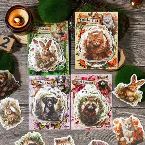 20 Stks/pak Dierenparadijs Serie Amerikaanse Retro Handboek Stickers Konijn Kat Handboek Materiaal Collage