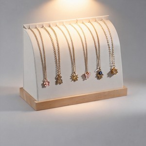 Expositor de collares con base de madera, contenedor de joyas para ferias de artesanía - Product Image 1