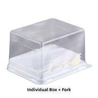 Boîtes individuelles triangulaires en plastique pour tranches de gâteau, mousse, cheesecake, tiramisu, emballage jetable à emporter avec fourchette