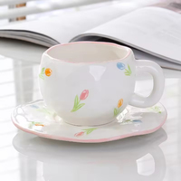 Ensemble de tasses en céramique modernes faites à la main 300 ml, motif zen asiatique peint à la main, compatibles lave-vaisselle, pour café, décoration intérieure, cadeau de fête