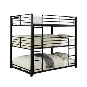 High Quality Iron Metal Tube Triple Bunk Adult Metal Bed Hotel School Dormitory Bunk Beds Metal Iron Bed
