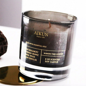 AIKUN Minimalist Round Glass Long Burning Private Label Scented <b>Candle</b> Container <b>Candle</b> for Yoga Studio - Product Image 1