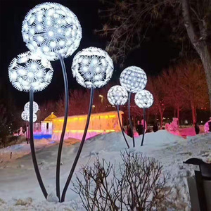 Lampes de jardin LED Pissenlit d'extérieur sur poteau en fer, blanc chaud, IP66, détecteur de mouvement, solaires, 2700K, AC 220V, dimmables, 10 ans de garantie - Product Image 2