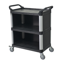 Chariot de transport alimentaire Goodman en polypropylène pour restaurant, avec panneau latéral, robuste, 3 étagères, base antidérapante, finition mate, universel