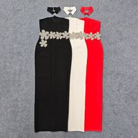 Robe moulante élégante pour femme, ornée de strass, style halter, pour soirée ou fête