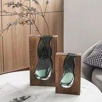 Nouveau vase en bois massif et verre style Art déco, décoration d'intérieur
