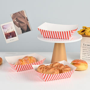 Plateau de service en papier kraft écologique avec logo personnalisé boîtes en forme de bateau pour aliments à emporter plateau en papier alimentaire - Product Image 2