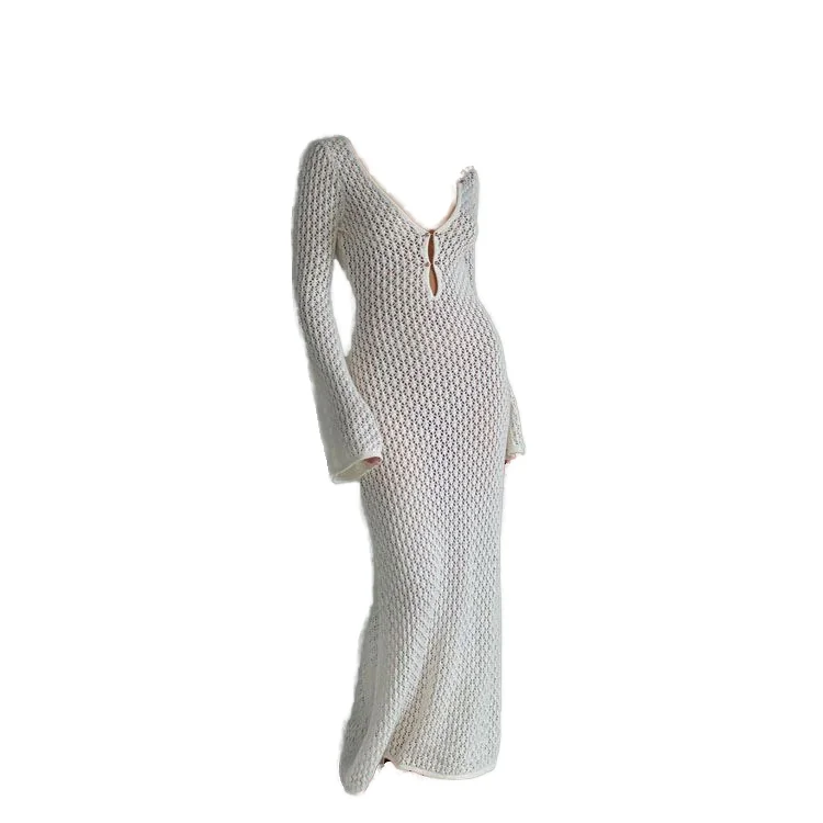 Vestido Largo Ajustado Para Mujer, Sin Mangas, Cuello