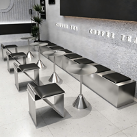 Nouvelle Arrivée 2026 : Ensemble Table d'Appoint Conique, Banc et Tabouret en Acier Inoxydable Style Industriel