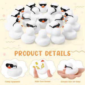 Custom Logo 2 Inch Squeaky Rubber Ducks Sunglasses Sets Baby 0-24M <b>Bath</b> Toys Birthday Party Favors Carnival Prizes Car - Product Image 3