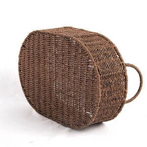2pcs papaernatural giỏ dệt cỏ biển lưu trữ giỏ handwoven Rush cỏ giỏ với xử lý với kệ sắt - Product Image 6