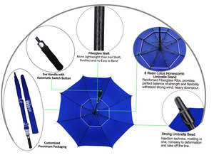 Parapluie de golf personnalisé avec logo, coupe-vent, cadeau d'entreprise, imprimé CMYK, promotionnel, en gros, de marque, imperméable - Product Image 5